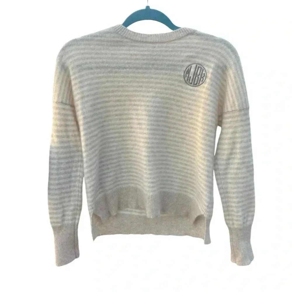 Vineyard Vines Ginny Striped Cashmere Crewneck Sweater w/ custom embroidery